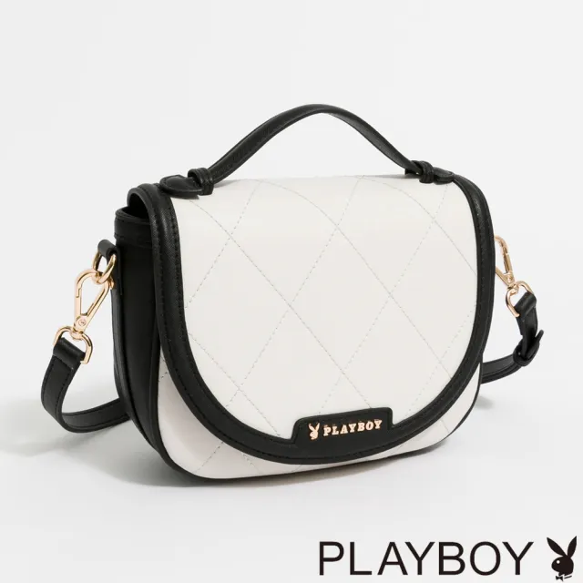 【PLAYBOY】翻蓋斜背包  Limelight系列(黑白色)
