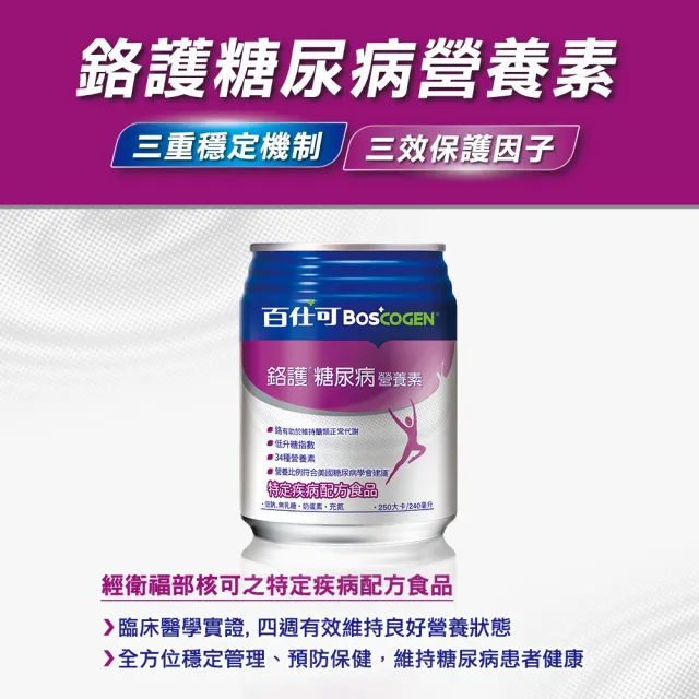 【Boscogen 百仕可】鉻護糖尿病特字號營養素240ml*48入(臨床醫學實證 4週有效維持良好營養狀態)