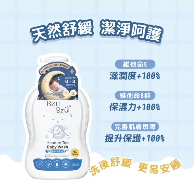 【BZU BZU】嬰兒洗髮沐浴乳 600ml(舒緩香/燕麥牛奶/棉花籽香草 任選)