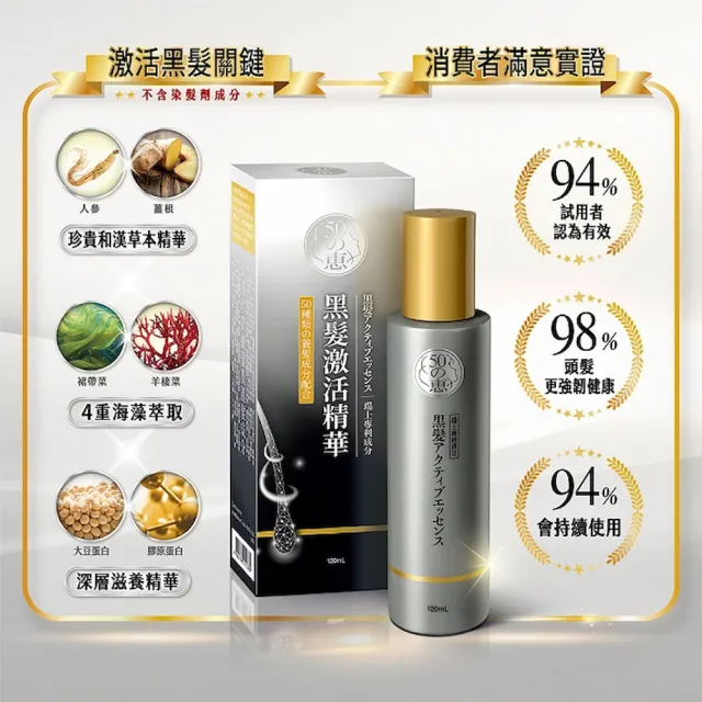 【50 惠】黑髮激活精華 120mL 2入(日本樂敦製藥 激活黑髮 不含染髮劑 促進頭皮循環 活絡滋養髮根)