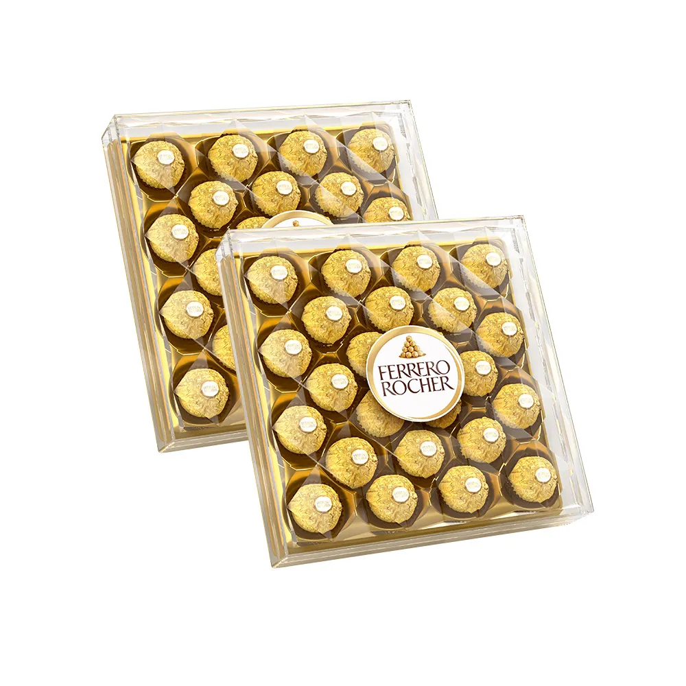 【金莎】經典巧克力24粒金鑽禮盒2入組(母親節/情人節告白/聖誕禮物/萬聖節)
