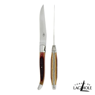 【Forge de Laguiole】頂級手工橡木牛排雙刀禮盒組-霧面