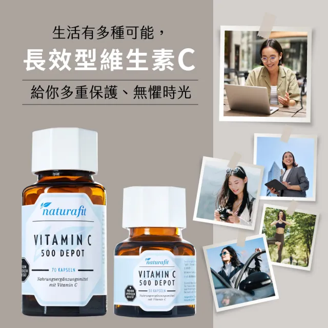 【Natural Fit 活粒適】維生素C 緩釋型 三入組 70粒/入(緩釋型維他命C 抗氧化膠原蛋白促進補鐵吸收)