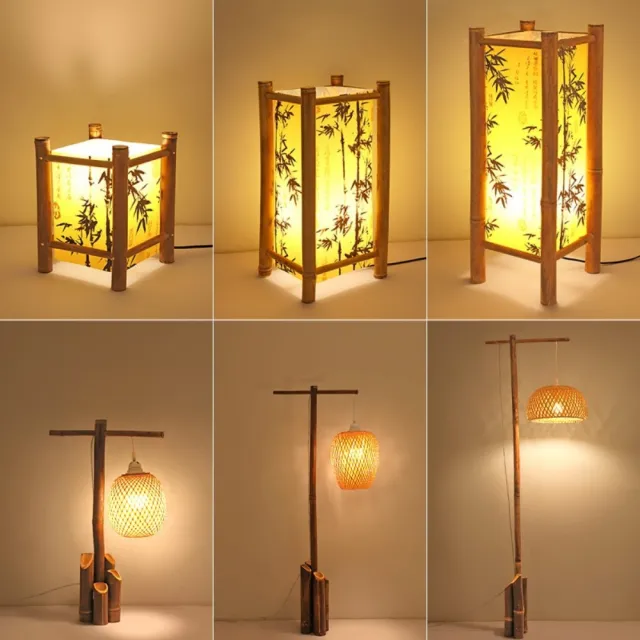 【巨匠】中式氛圍燈 35*60CM 客廳沙發旁邊氛圍燈 侘寂風茶室裝飾品 復古禪意竹編竹藝(中式氛圍燈)