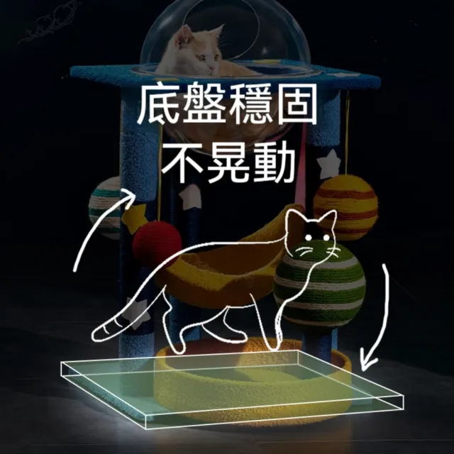 【艾嘉圖】貓爬架 貓抓板 一體劍麻星空貓咪攀爬架 太空艙 貓窩家用(太空艙不帶月亮窩50*50*76)