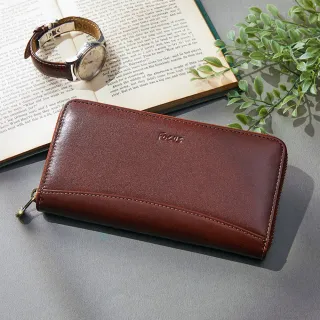 【FOCUS】真皮8卡造型多功能大零錢袋長夾FTC3673(義大利植鞣革/頭層牛皮/真皮包包 長夾)
