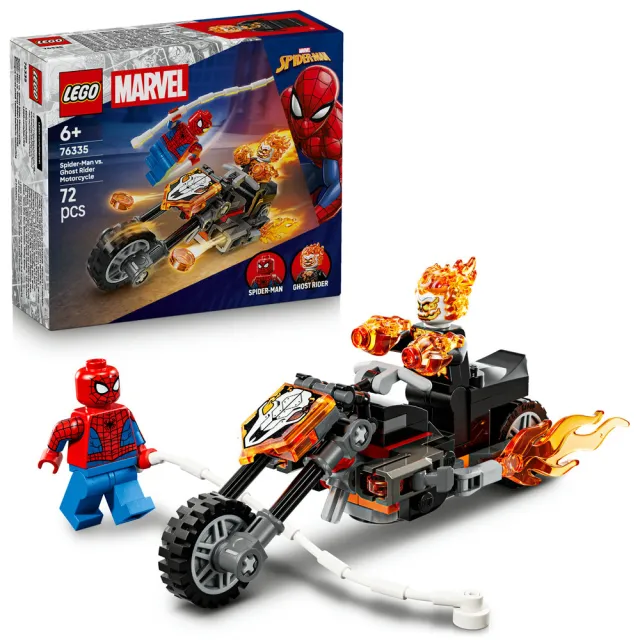 【LEGO 樂高】漫威超級英雄系列 76335 蜘蛛人大戰惡靈戰警摩托車(摩托車玩具 Marvel 積木 兒童玩具)