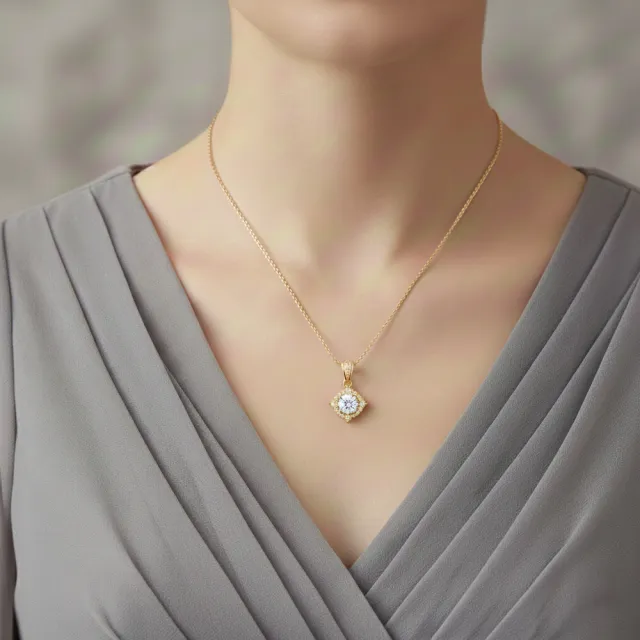 【Luster】38女王!培育鑽石 50分 D/VS 鏤空 純銀 鑽石項鍊-任選(DVS培育鑽石純銀項鍊送禮選)