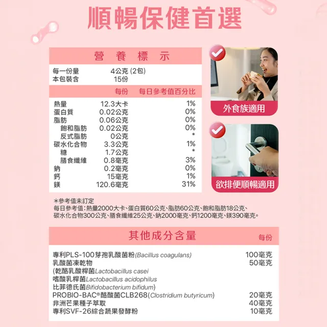【遠東生技】順暢神孅益生菌 櫻花莓果風味 順暢X3入組(30包/盒)