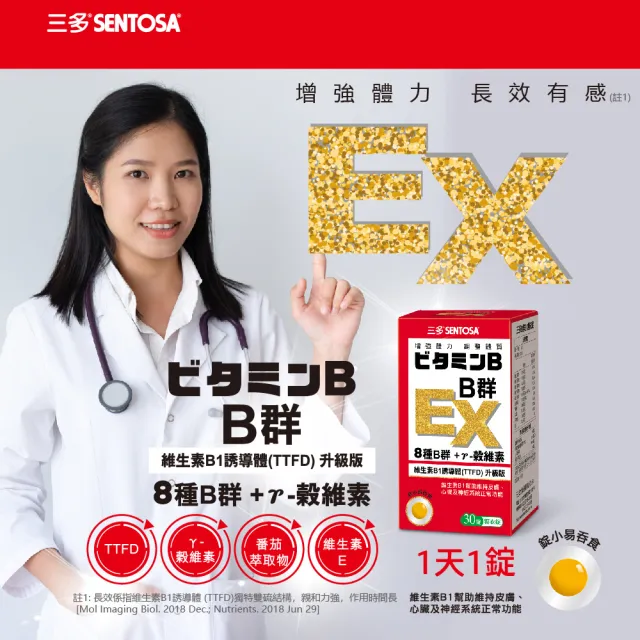 【SENTOSA 三多】B群EX糖衣錠3入組(30錠/罐)