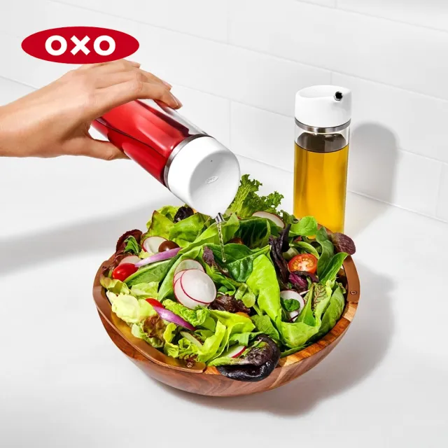 【OXO】精準控油3件組｜好好塗矽膠油瓶刷＋不滴漏玻璃油醋瓶×2(加碼送矽膠燒烤刷)