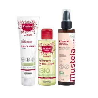 【Mustela 慕之恬廊】慕之孕 孕期保養1霜2油3撫紋(孕膚霜150ml＋孕膚油105ml＋有機撫紋緊緻菁華乳200ml)