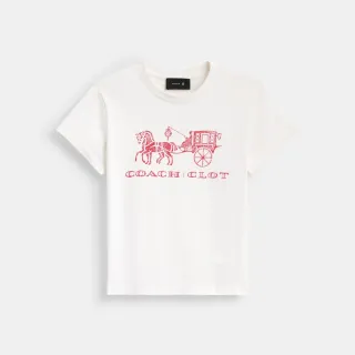 【COACH】蔻馳官方直營 COACH CLOT馬車圖案90年代版型T恤-白色(CDR01)