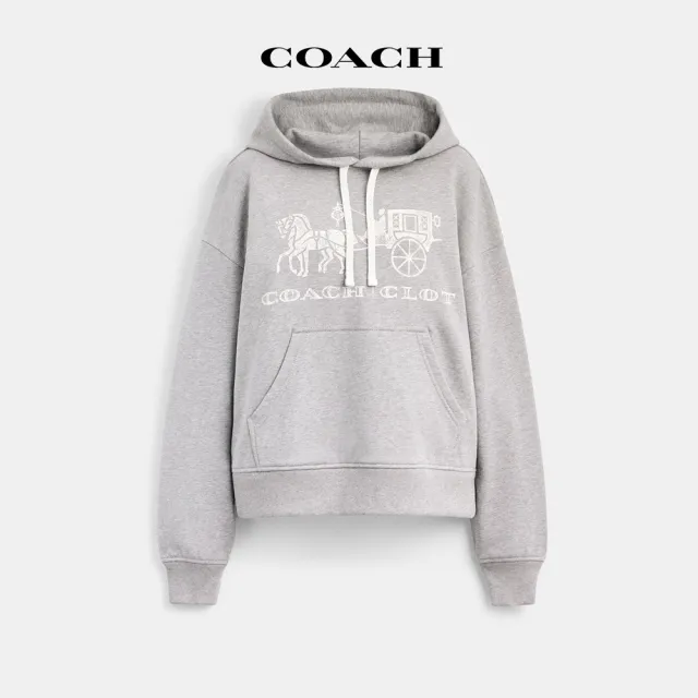 【COACH】蔻馳官方直營 COACH CLOT馬車圖案休閒連帽衫-灰色(CDD84)