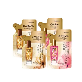 【LOREAL Paris 巴黎萊雅】金緻護髮精油補充包90ml_4入組玫瑰/棕色(護髮油/髮油/修護/柔順)