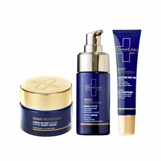 【DermEden 得美登】1%A醇撫紋眼霜15mL+再生修護精華30mL+緊緻修護霜50mL(法國藍帶保養三星組)