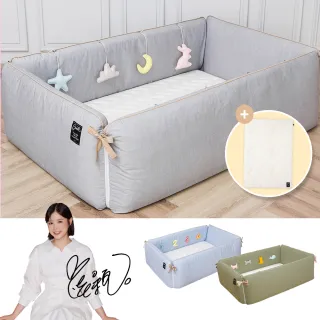 【gunite】多功能第三代落地式沙發嬰兒陪睡床遊戲墊智慧調溫全套組0-6歲(含天絲親水綿床墊_多色可選)