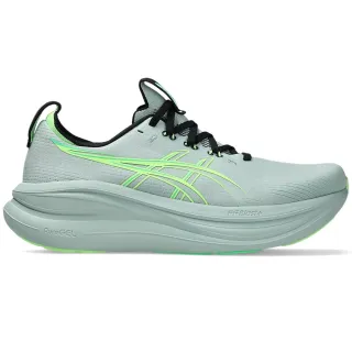 【asics 亞瑟士】慢跑鞋 男鞋 運動鞋 緩震 4E超寬楦 GEL-NIMBUS 28 湖水綠 1011C145-400