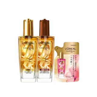【L’OREAL Paris 巴黎萊雅】髮油超值組-髮油100mlx2+補包90ml(暖木裸香/金棕/櫻桃/玫瑰)