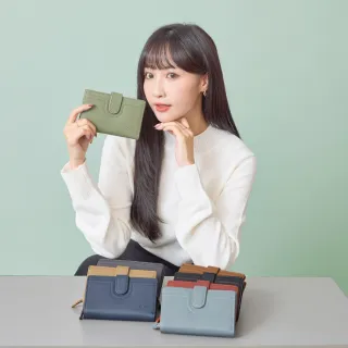 【OMC】 文青軟牛皮通勤式舌扣中夾4139(12色任選)