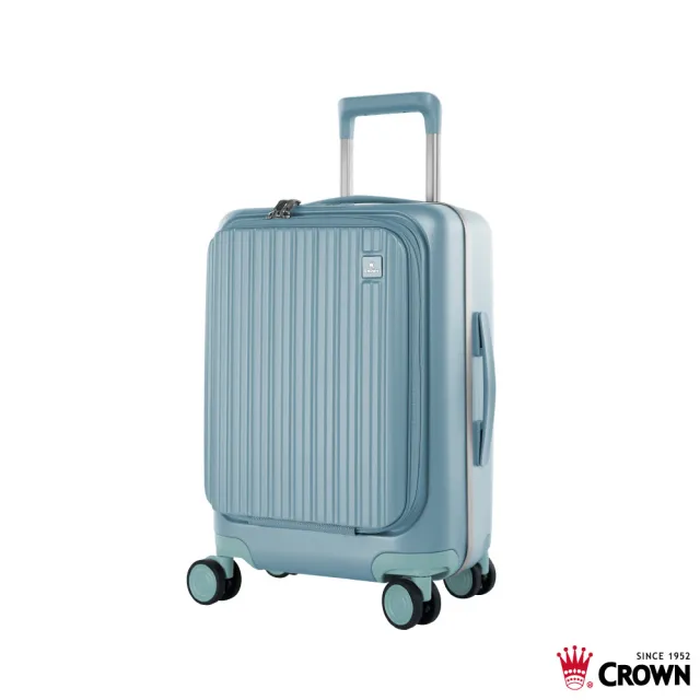 【CROWN 皇冠】Boxy 21吋 前開式框架拉鍊登機箱 防盜雙齒拉鍊箱(行李箱/旅行箱/密碼鎖)