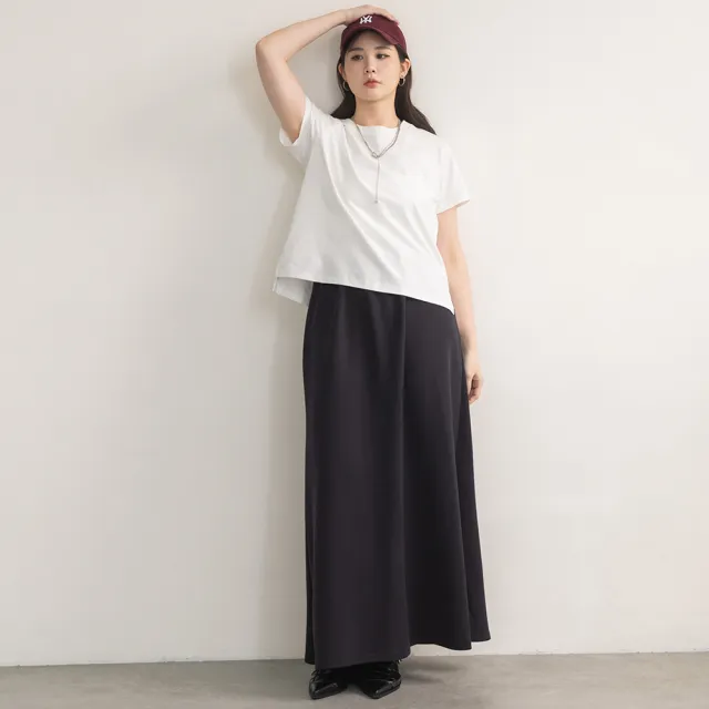 【M：MINb】不挑身形彈性直筒長裙(黑色/中大尺碼女裝/大尺碼女裝/XL女裝/下著/裙子/直筒裙)
