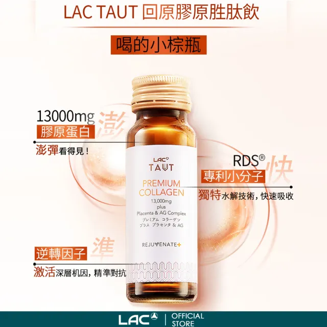 【LAC 利維喜】回原膠原蛋白飲50ml-香橙口味x5盒組(共40瓶/胎盤素/Q10/膠原飲/小棕瓶.水光QQ)