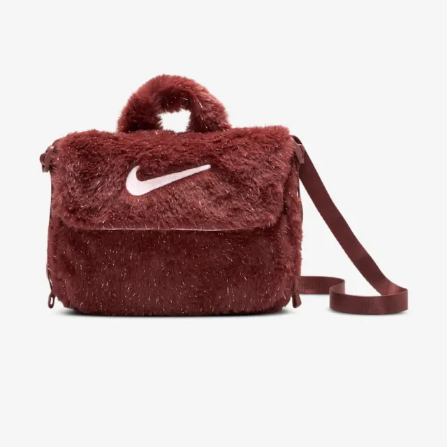 【NIKE 耐吉】耐吉 Y NK FX FUR Crossbody 小包 手提包 斜背包 毛毛包 紅棕(FZ1329-231)
