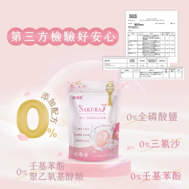【清淨海】櫻花7+抗菌酵素洗衣膠囊-遇見初櫻 8g*24顆/包(經典櫻花香、七大酵素瓦解多元污漬)