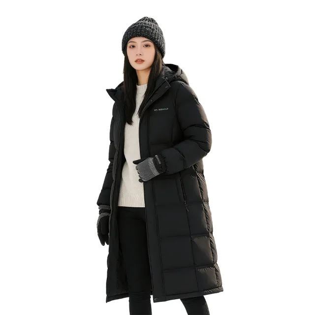【St.Bonalt 聖伯納】韓版長款羽絨服|女款 FW9025(90%白鵝絨、蓬鬆 長版 外套 保暖 羽絨 帽子 防風 防水)