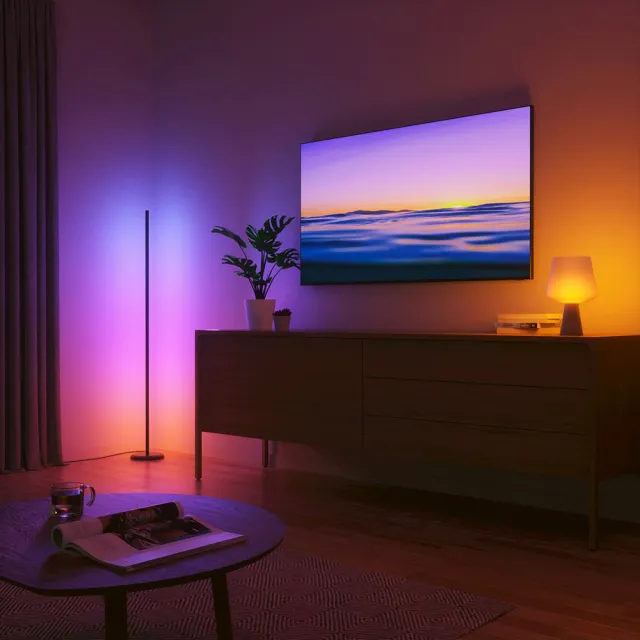 【nanoleaf】Floor Lamp 智能煥彩氛圍落地燈-極致黑(RGB LED 觸控 音樂 氣氛燈 LED燈 像素燈)