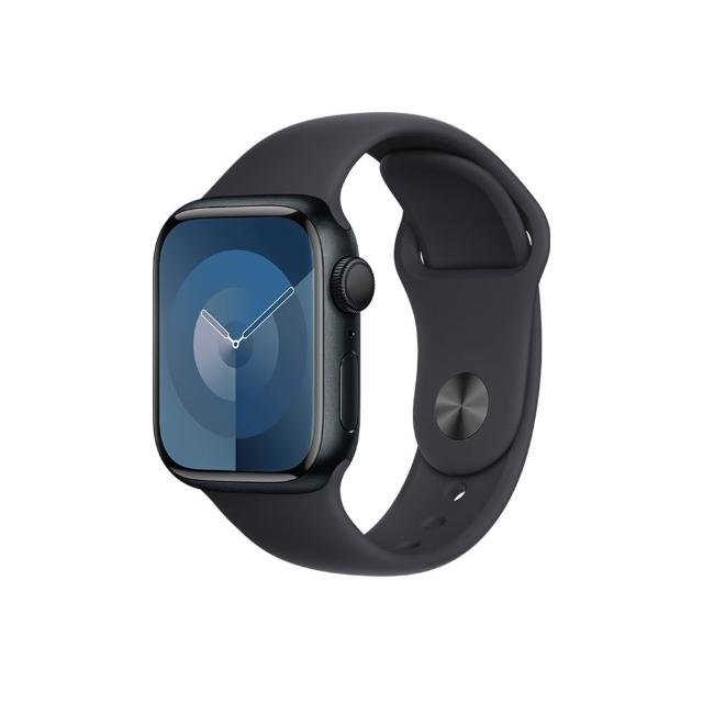 Apple Watch Series 9 45mm 搭載先進心率偵測、GPS 定位及防潑水設計，完美相容 iOS 系統並支援單機作業。銀幕尺寸 2 吋以下，輕盈僅 38.7g，待機 1-7 天。顏色選擇豐富，包括午夜鋁午夜錶帶 (S/M/M/L)、星光鋁星光錶帶 (S/M/M/L)、銀鋁風暴藍錶帶 (S/M/M/L) 及粉紅鋁淡粉錶帶 (S/M/M/L)。內容物：鋁金屬錶殼 x1、運動型錶帶 x1、Apple Watch 磁性快速充電器對 USB-C 連線線 x1。提升您的健康追蹤與日常便利！