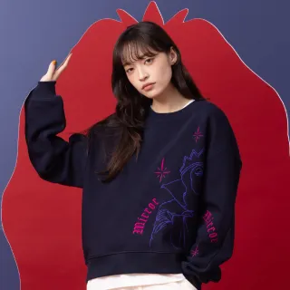 【gozo】迪士尼系列 魔鏡壞皇后立體拋袖刷毛大學T(深藍)