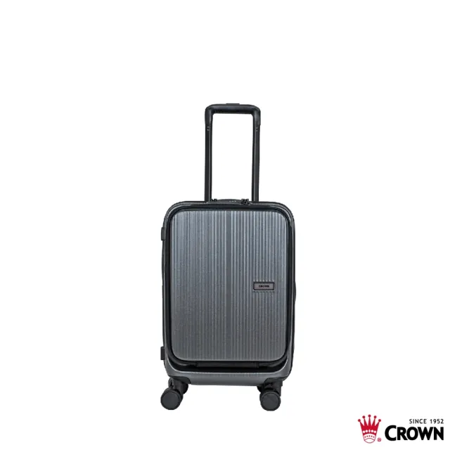 【CROWN 皇冠】DOPPIO 19.5吋 前開式霧面拉鍊登機箱(行李箱 旅行箱)