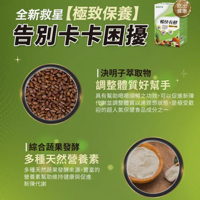 【YM BIOMED 陽明生醫】暢快有酵x5盒(60粒/盒 幫助消化 調整體質 順暢清爽 綜合蔬果發酵 決明子萃取物)