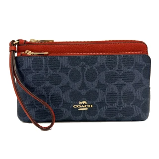 【COACH】C LOGO長夾式雙層大手拿包/零錢包(紅/藍)