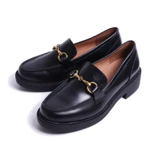 【KOKKO】經典百搭寬楦厚底樂福鞋(黑色)