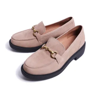 【KOKKO】經典百搭寬楦厚底樂福鞋(麂皮駝灰)