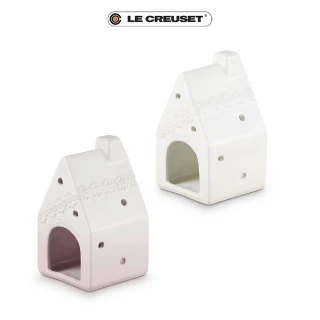【Le Creuset】瓷器蕾絲花恬小屋造型燭台(海洋之花/貝殼粉/蛋白霜 2色選1)