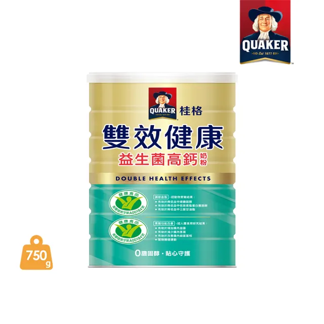 【QUAKER 桂格】雙效健康益生菌高鈣奶粉750g/罐