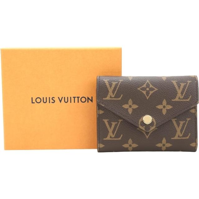 【Louis Vuitton 路易威登】M62472 老花帆布三折信封短夾-咖啡色 咖啡色內裡(錢包 皮夾 Victorine)