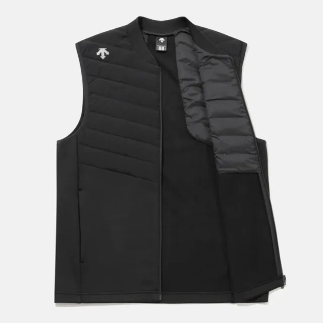 【DESCENTE】羽絨背心 男 保暖 ACTION RUN HYBRID VEST 黑 SQ323RDV91-BLK0