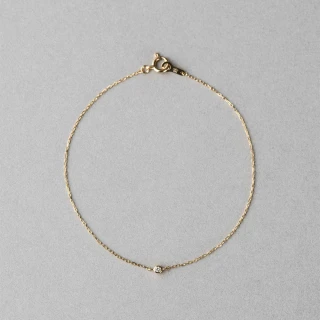 【ete】K18 經典單鑽包鑲鑽石手鍊-0.01ct(金色)
