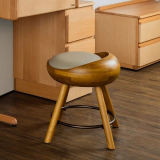 【有情門】STRAUSS 卡布奇諾旋轉矮凳-牛皮款/可選座高(製作期2-3週/實木/MIT/休閒椅/單人椅/凳)