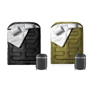 【野一夏】拆卸式可機洗雙人睡袋－贈2個枕頭、收納袋(單人睡袋 睡袋 露營睡袋 保暖睡袋 雙人睡袋)