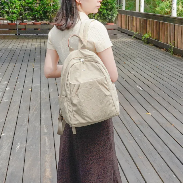 【OMC】雙11 輕盈紙感甜美系休閒旅行後背包33570(小款淺杏色)