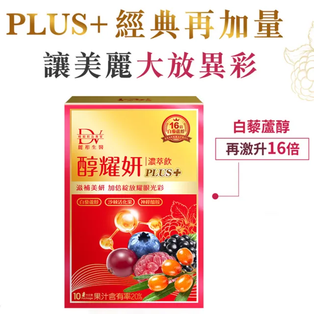 【DV 麗彤生醫】醇耀妍plus濃萃飲x7盒(買四送三;20ml/包;10包/盒;燕窩酸;抗氧修護排水/白藜蘆醇)
