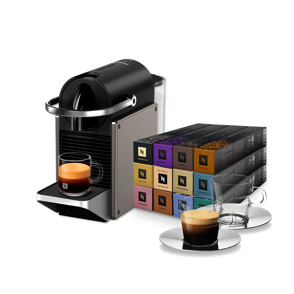 【Nespresso】膠囊咖啡機 Pixie_多色任選  送禮 入厝 全自動咖啡機(探索禮盒120顆迎新會員組)