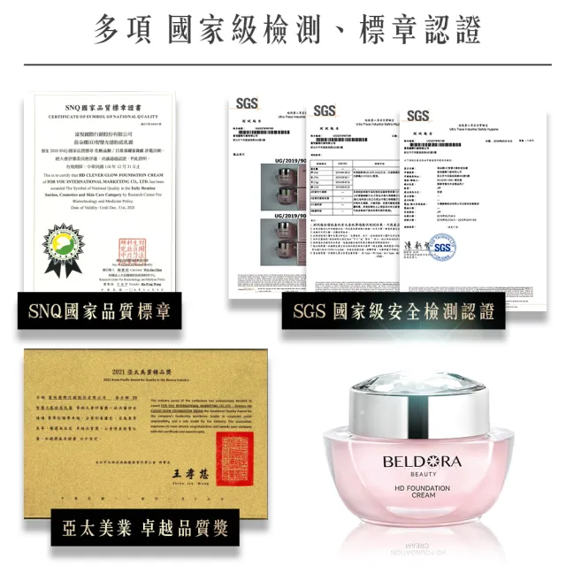 【BELDORA 蓓朵娜】HD智慧光感粉底乳霜EX(粉鑽瓶30g)