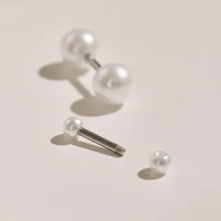 【vacanza】雙邊珍珠 316L醫療鋼飾品 轉珠純鋼耳環 單支(抗過敏 交換禮物)